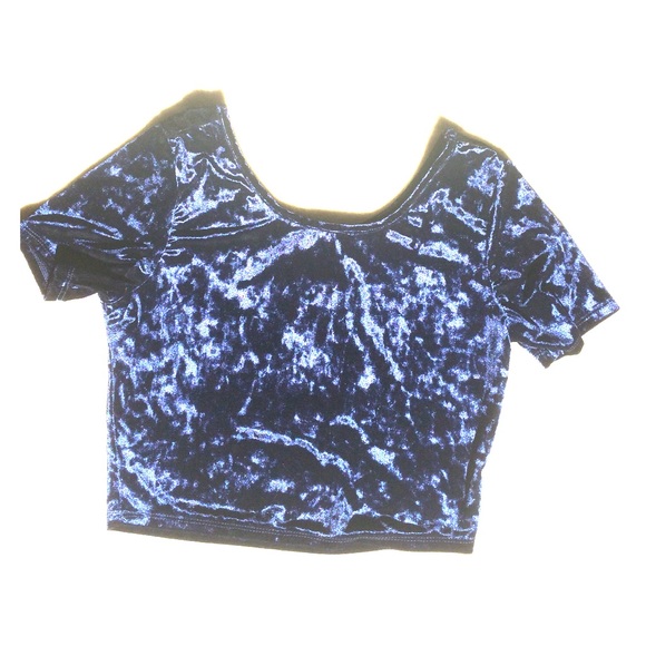 Deep Blue/Purple Crushed Velvet Crop Top