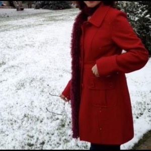 Tulle Big Button Juniors Size Red Wool Coat