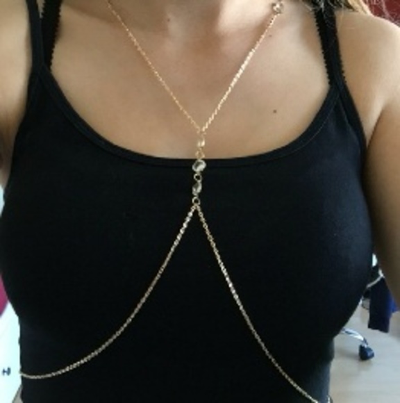 Womens Crystal Bikini Chain Link Beach Crossover B - Picture 2 of 2