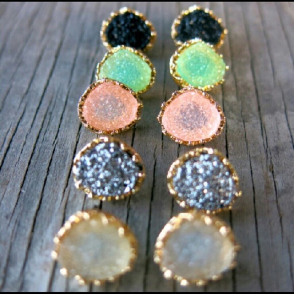 Jewelry - Hand Made- Druzy Earrings, Stone Earring