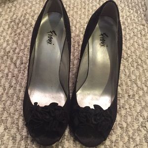 Black peep toe heels