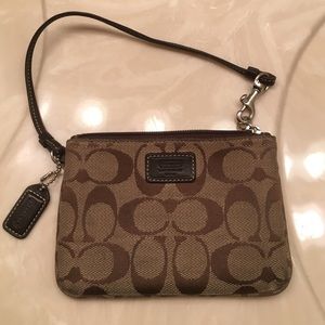 Brown small Coach wristlet