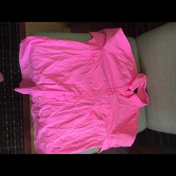 Boyfriend fit hot pink button down
