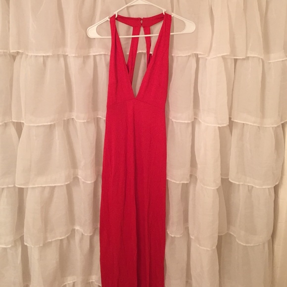 Plunge maxi with open strap back