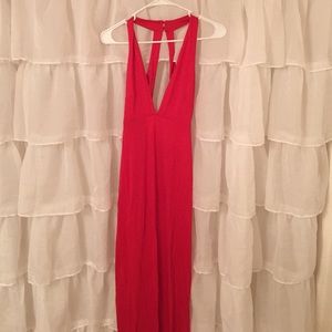 Plunge maxi with open strap back