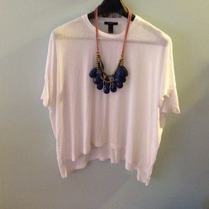 White Knit Asymmetrical Hem Tee Size M