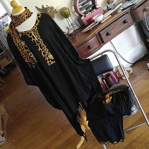 Tribal chic fringe handkerchief hem pant set