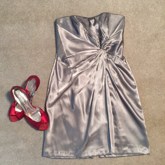 Silver strapless dress