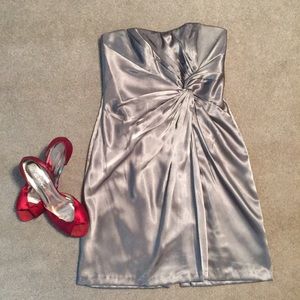 Silver strapless dress