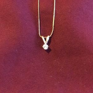 14k gold chain with diamond pendant