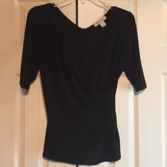 Black low cut split neck line top