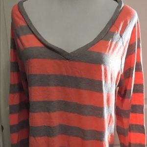 Vs pink striped long sleeve tee