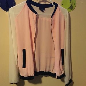 Pink and white sheer jacket