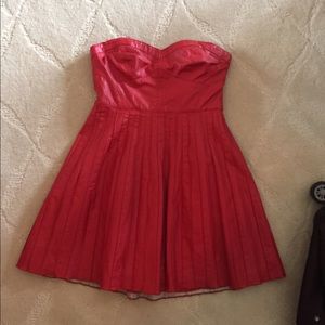 FP Red leather flare dress