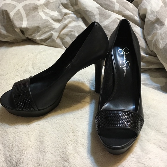 Black Jessica Simpson open toe heels