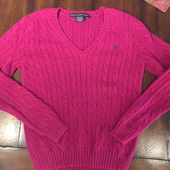 Magenta Ralph Lauren Sport Cable Knit Sweater