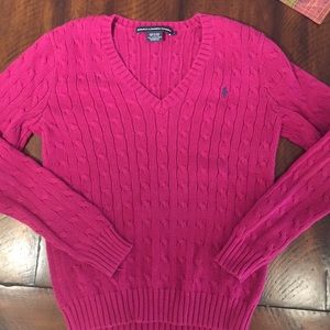 Magenta Ralph Lauren Sport Cable Knit Sweater