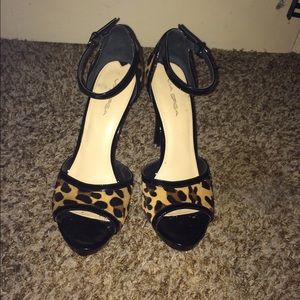 Leopard print ankle strap peep toe by Via Spiga