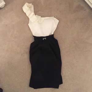 Black and white one shoulder dress