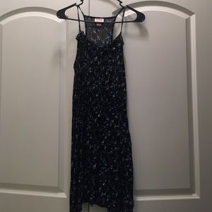 Flowery blue and black dress