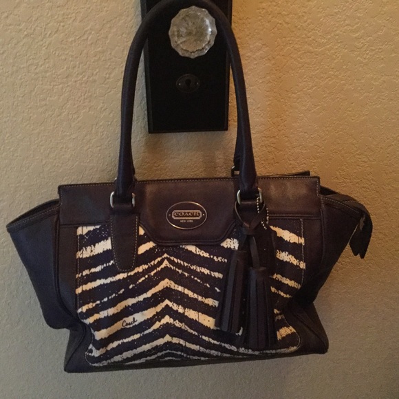 Genuine Coach purple zebra handbag