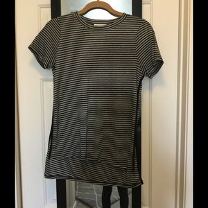 High neck striped tunic