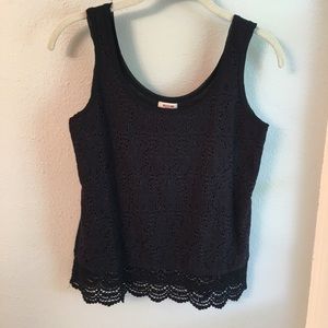Black floral lace tank