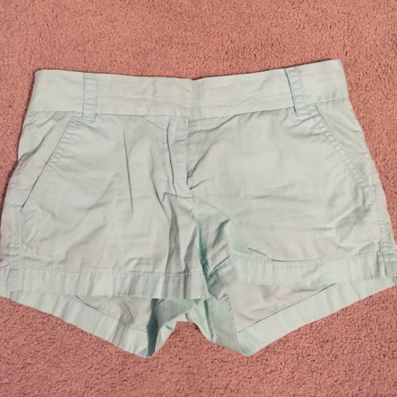 Turquoise "broken-in" J. Crew chino shorts