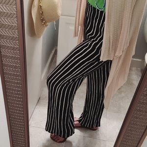 Black and white wide-leg pants
