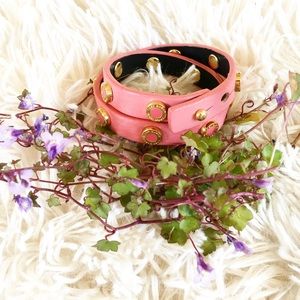 Tory Burch double wrap leather logo bracelet