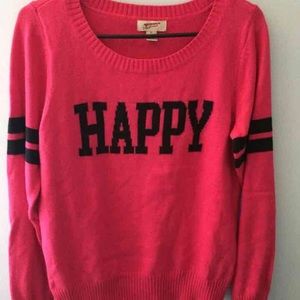 NWOT Pink "Happy" Sweater