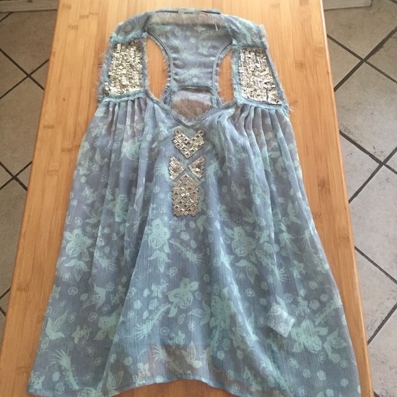 Urban Outfitters sheer embellished racer back tank