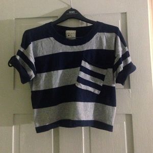 Women's Blue & Gray Short Sleeve Top