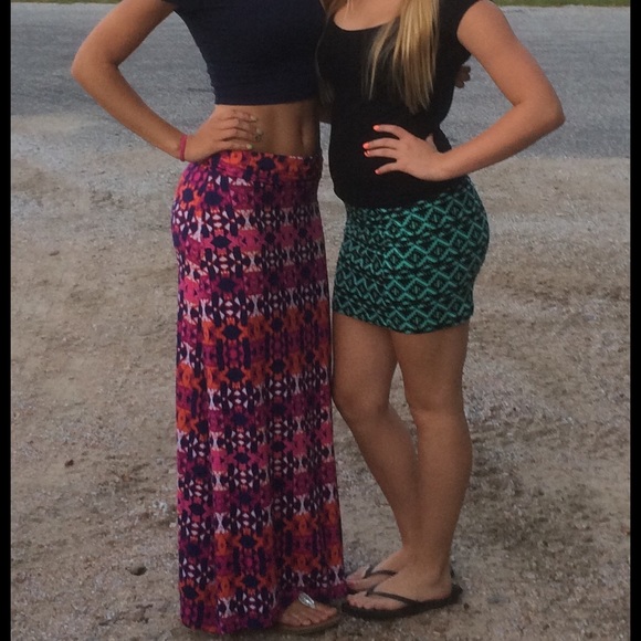 Pink printed maxi skirt