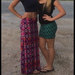 Pink printed maxi skirt