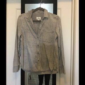 Distressed gray denim shirt
