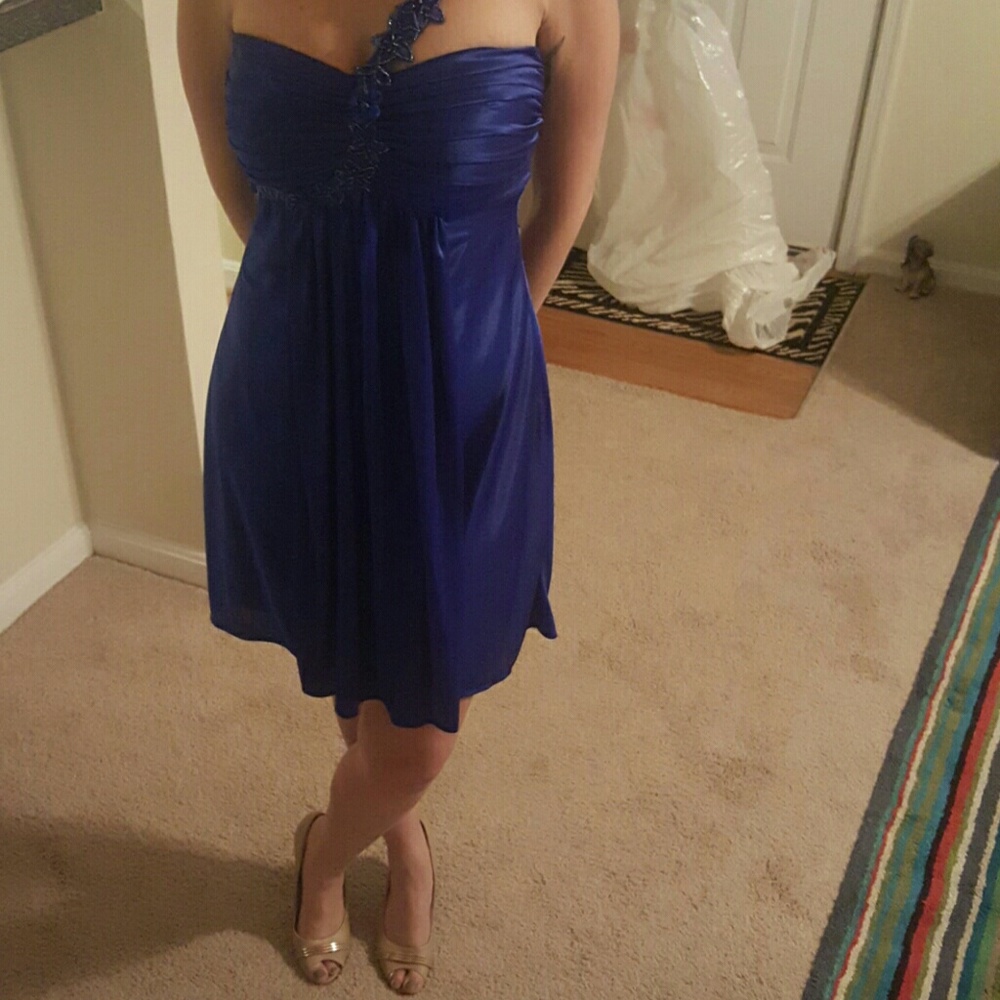 One Strap embellished cocktail dress