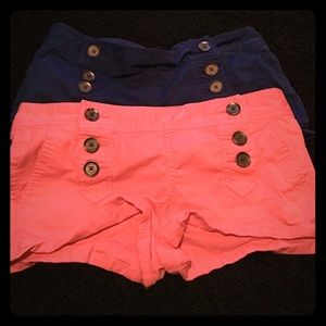 Lot of Express pink and blue shorts.