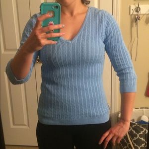 Light blue v-neck sweater