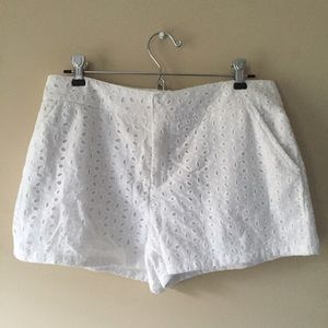 White floral high waisted shorts
