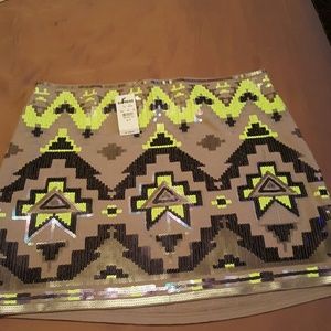 Express Aztec Sequin Skirt