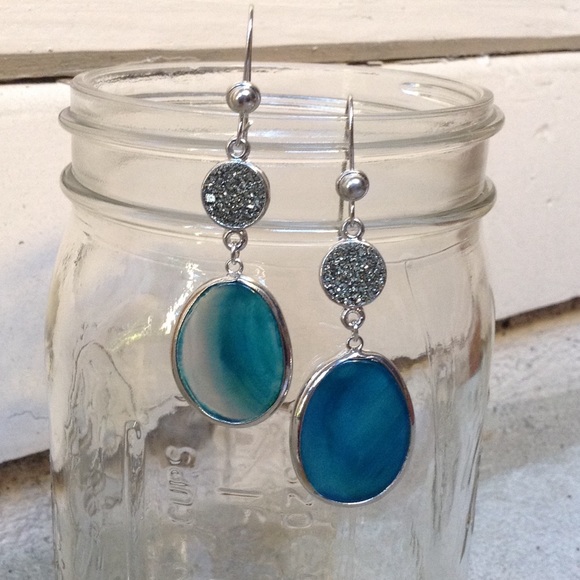 Peacock Druzy Agate Earrings #1