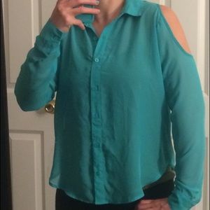 Aqua blue button up shirt