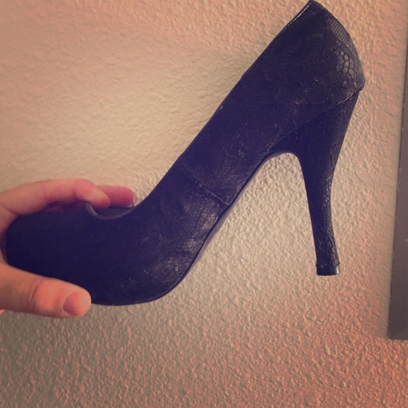 Black lace heels