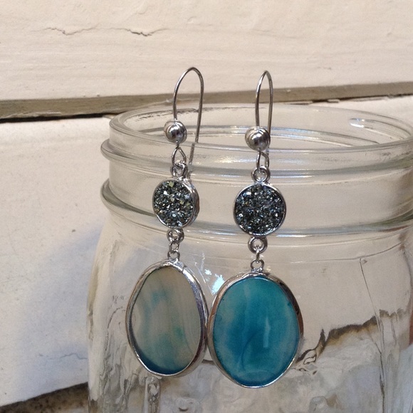 Peacock Druzy Agate Earrings #2
