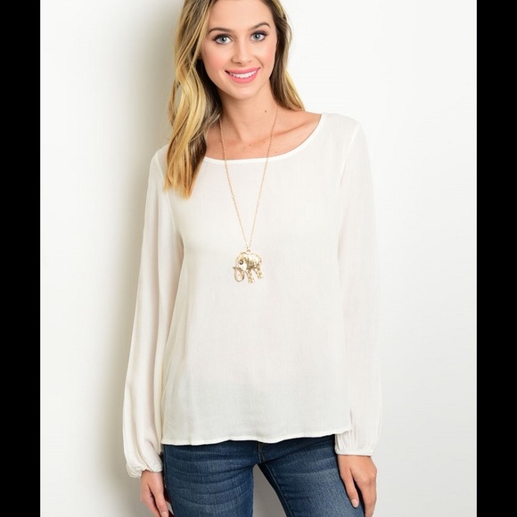 BOHO IVORY OPEN CROCHET BACK SHIRT - Picture 2 of 3