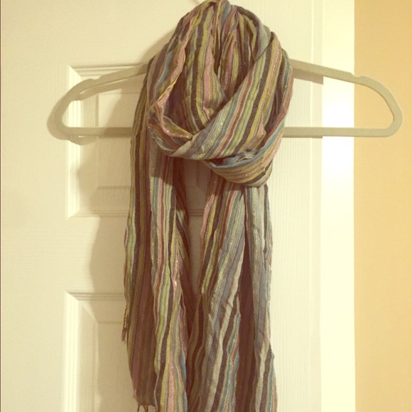 Striped Fringed Lightweight Scarf