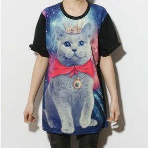 Oversized Galaxy Cat Shirt