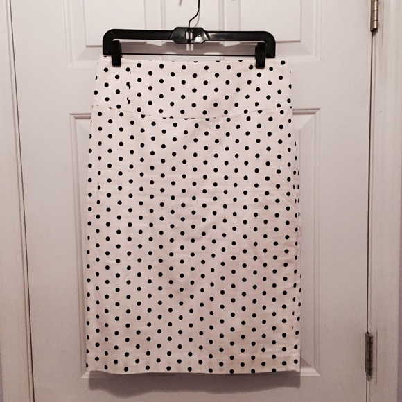 Express white polka dot pencil skirt