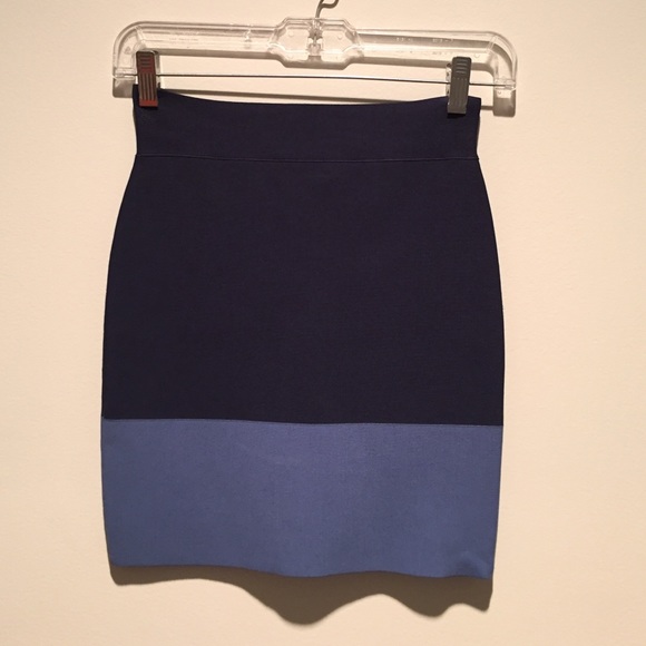 BCBG Two Toned Blue Bondage Skirt